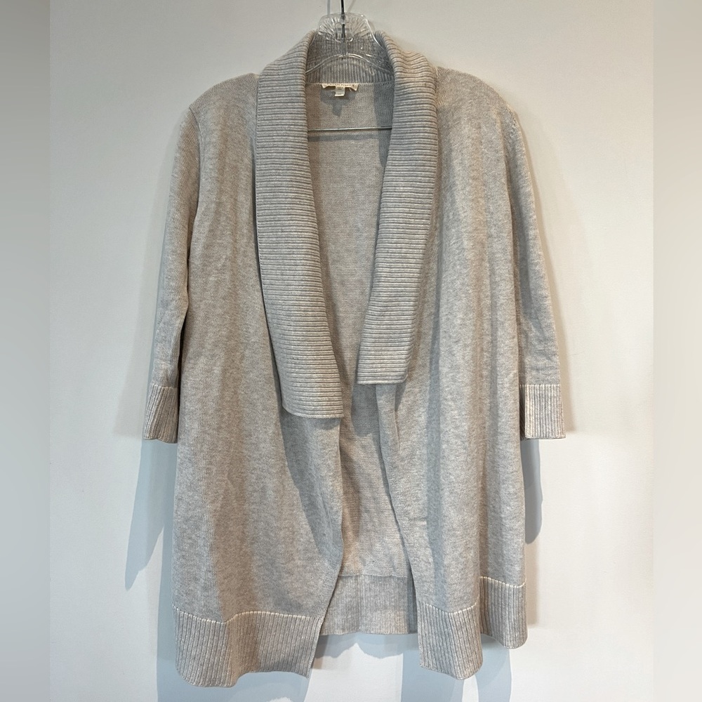 Eileen Fisher Open Front Shawl Collar Cardigan. 100% cotton Beige women’s XS